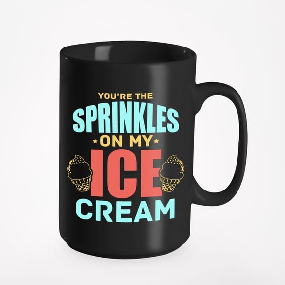 Ice Cream Pick Up Lines Cup, Black 15oz Ceramic Mug