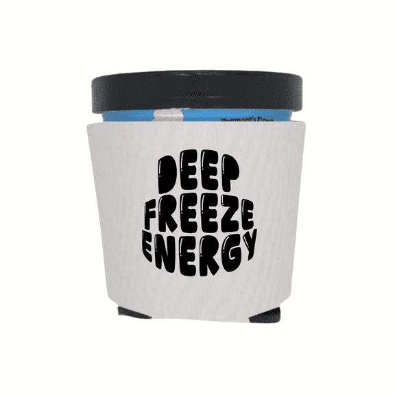 Ice Cream Pint Cooler, Deep Freeze Energy, Ice Cream Pint Sleeve, Funny Party Favor, Gift Ideas, Foam Holder for Ice Cream Lover (White)