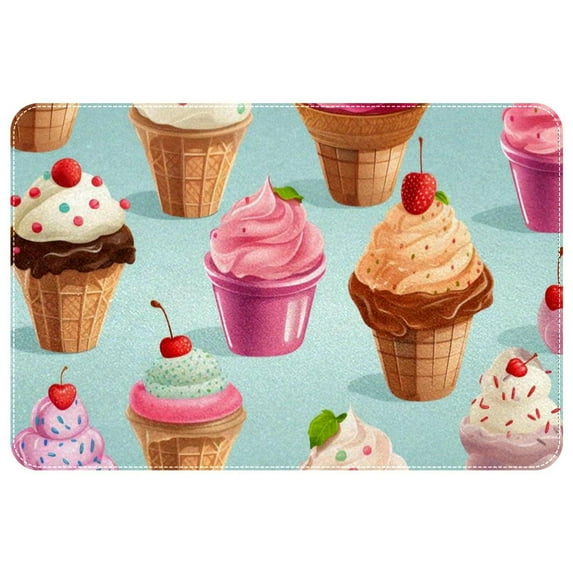 Ice Cream Polyester Non-Slip Machine Washable Door Mat - Ideal for Floor Rugs, Chair Mats, Chair Mat