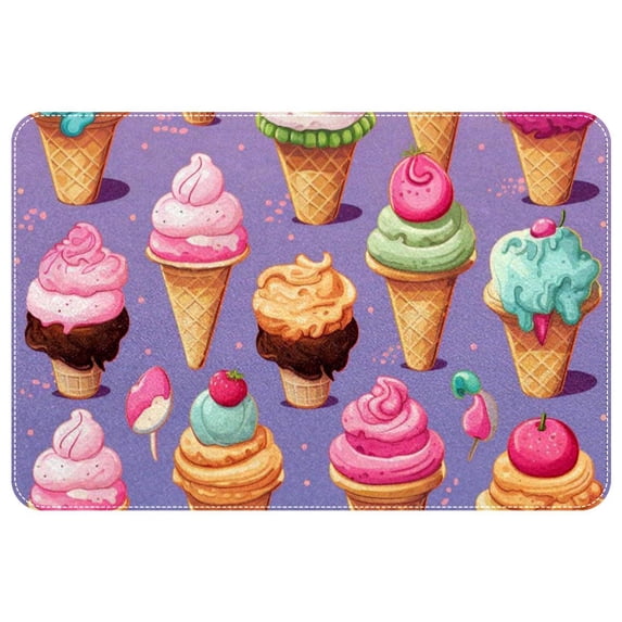 Ice Cream Polyester Non-Slip Machine Washable Floor Carpet Chair Mat Floor Rug