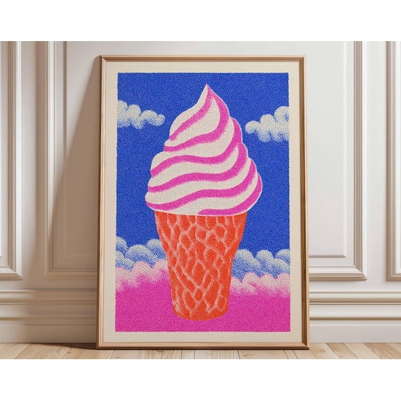 Ice Cream Pop Colorful Dessert Wall Art Print, Unframed Paper Poster 8x10in