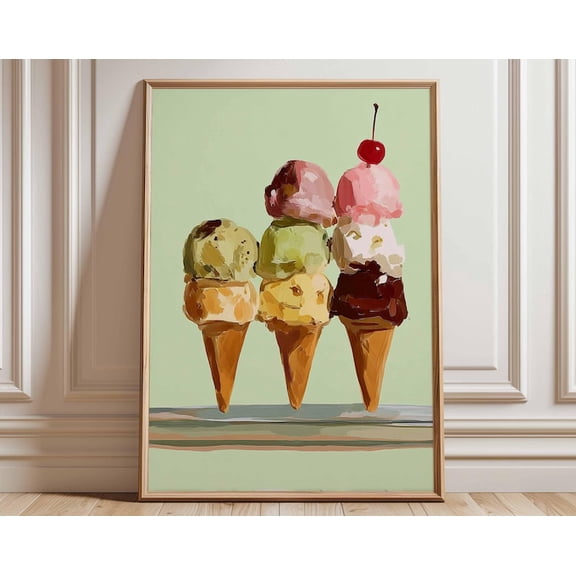 Ice Cream Pop Colorful Dessert Wall Art Print, Unframed Paper Poster 8x10in