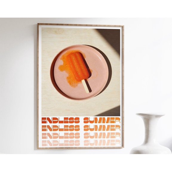 Ice Cream Poster, Summer Poster, 70S Poster, Orange Wall Art, Trendy Wall Art, Vintage Poster, Psychedelic Art, Retro Print, Trippy Poster Wall Art, Modern Wall Decor, 8x12 UNFRAMED