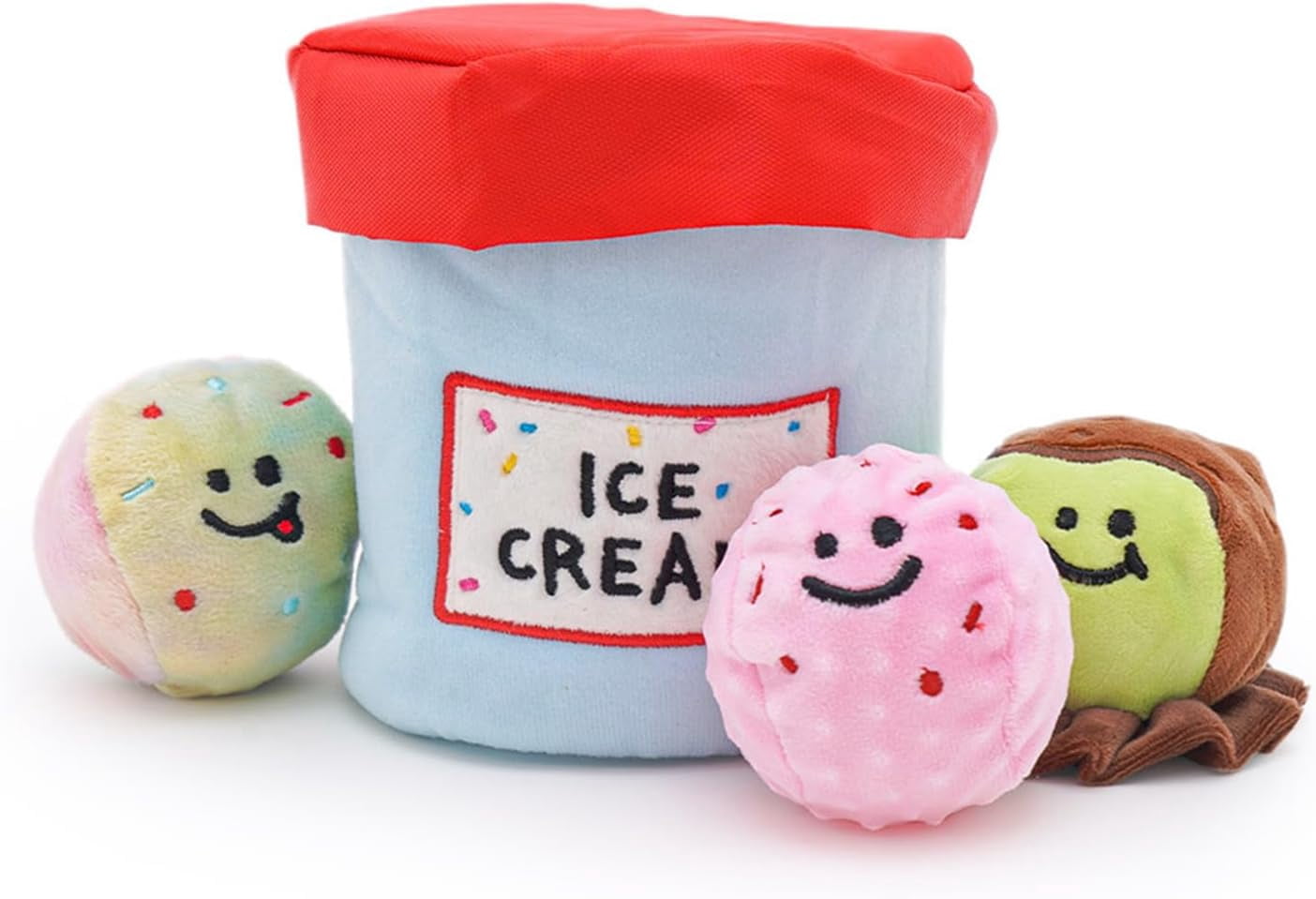 Ice Cream Puzzle Toy for Dogs, Hide and Seek Toy for Puppy Sniffing Balls, Cute Food Plush Toy for Small and Medium Dogs Interactive Play
