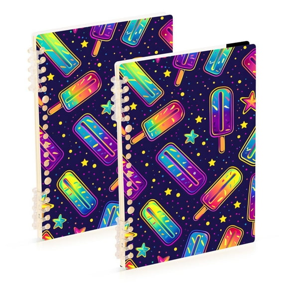 Ice Cream Ring Binder Notebook Journey Note Diary College Ruled Spiral Notebook Study Loose Leaf Paper A5 60 Pages