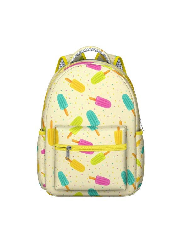 Ice Cream School Backpack - Trendy Soft Serve Print, Roomy Interior, Padded Straps, Ideal for High School & College Students