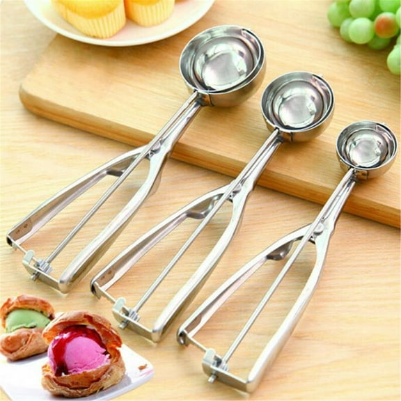 Ice Cream Scoop, 3Pcs Cookie Scoop Set, 18/8 Stainless Steel Cookie Dough Scoop, Cookie Scoops for Baking Set of 3, Ice Cream Scooper with Trigger Release, Cookie Scooper for Baking, Cupcake Scoop