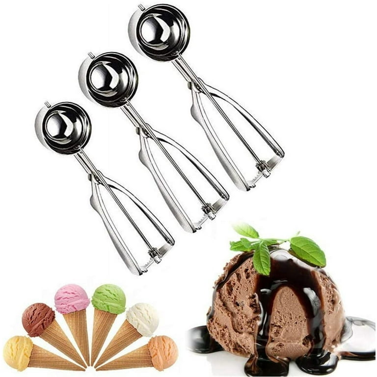 Cookie Scoop, Ice Cream Scooper Set with Trigger, Small, Medium and Large  Stainl