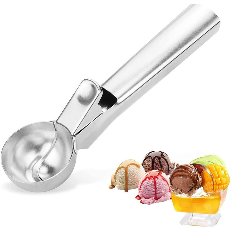 Ice Cream Scoop with Trigger Release Easy to Clean Ice Cream Spoon  Comfortable Grip Stainless Steel Cookie Scoop for Home - AliExpress