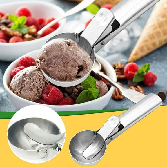 Ice Cream Scoop Stainless Steel 304 | Multi-Purpose Melon Baller | 19cm Ergonomic Noncorrosive Durable Handle | Push-Button Round Scoop Design | Easy Clean Dishwasher Safe | Home Restaurant Use