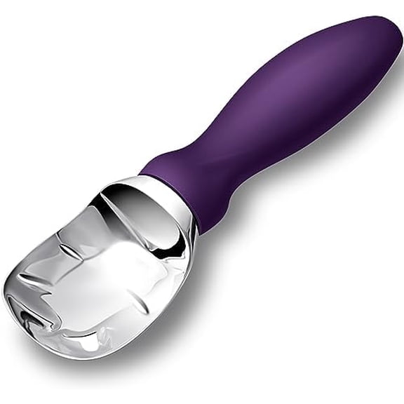 Ice Cream Scoop Stainless Steel with Comfortable Handle, Ice Cream Scooper Heavy Duty, Ice Cream Spade Great for Spooning Frozen Hard Gelato and Sorbet, Cookie Dough, Melon, Purple