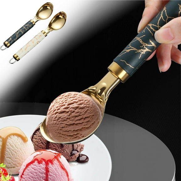 Ice Cream Scoop Stainless Steel Household Non-stick Ice Cream Scoops,Fruit Digging Spoon,Melon Ball Spoon,Marble Pattern Dessert Spoon,Professional Kitchen Tool for Gelato,Sorbet,Frozen Yogurt