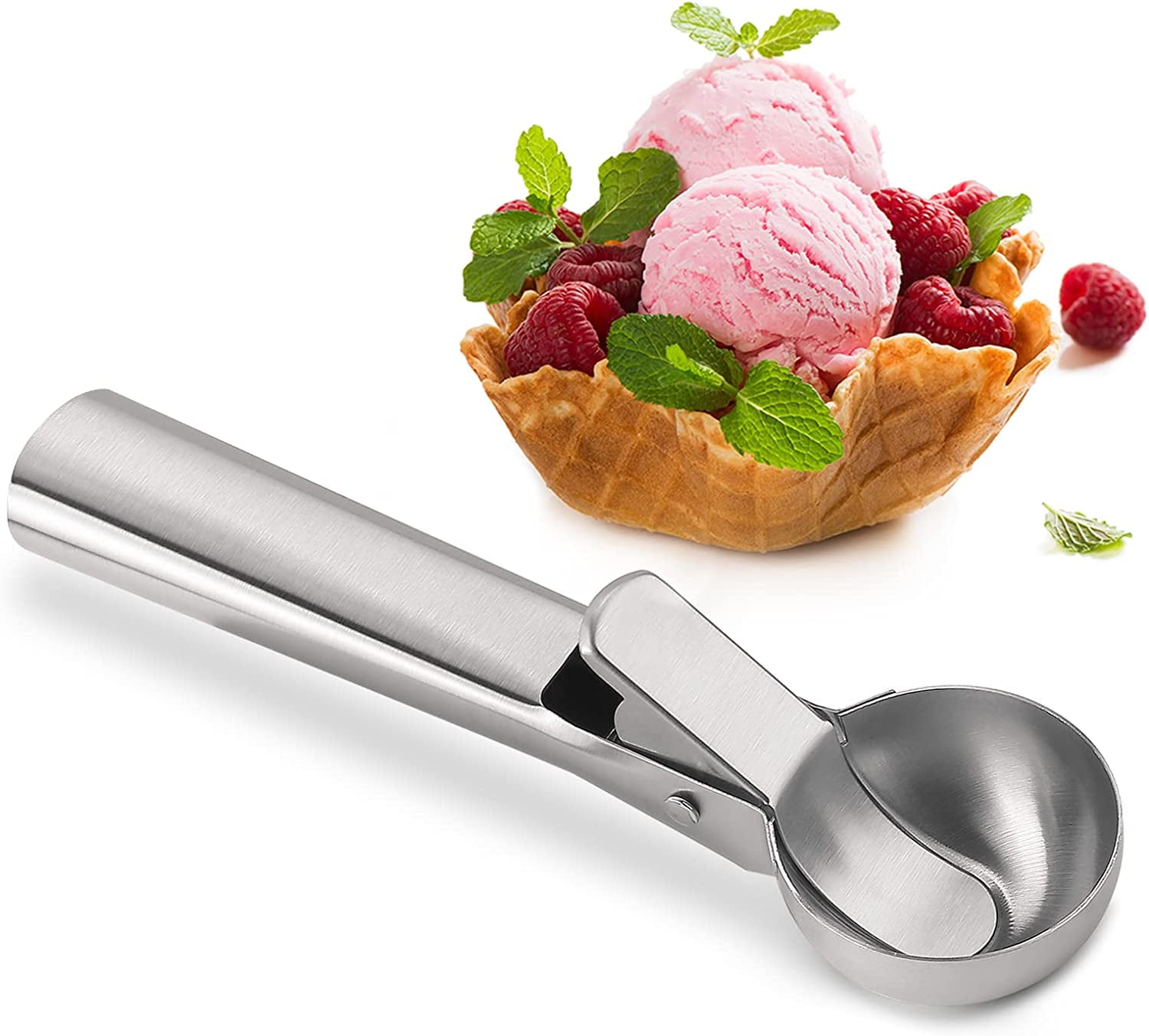 Ice Cream Scoop, Stainless Steel Ice Cream Scooper with Trigger Release