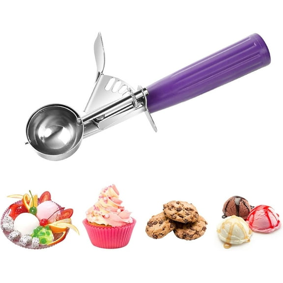 Ice Cream Scoop with Trigger, Cookie Scoops Set of 3 Portion Scoop 18/8 Stainless Steel Cupcake Measuring Scoop for Cookie Dough Cupcake Batter Ice Cream (4 oz + 2 oz + 0.8 oz)