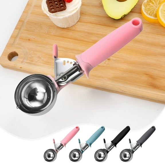 Ice Cream Scooper Stainless Steel Baller, Ergonomic Release Kitchen Tool for Dessert Melon and Meatballs, Easy Clean Dishwasher Safe Baking Utensil, Topliu