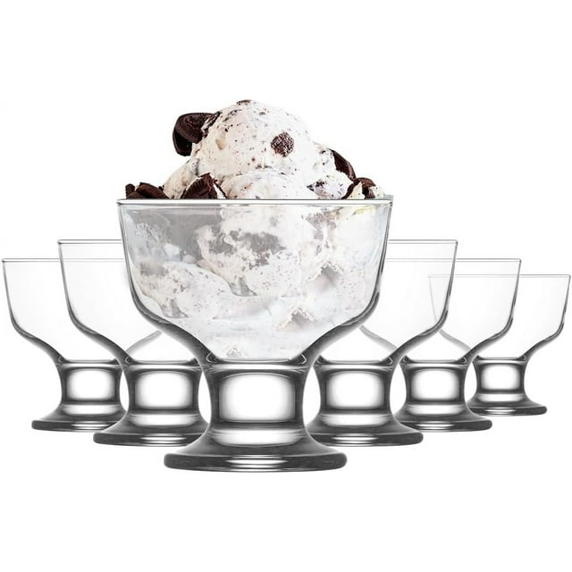Ice Cream Serving Glass Bowls 6Piece Glass Dessert Cups For Ice Cream Dish 9.5 Oz Dessert