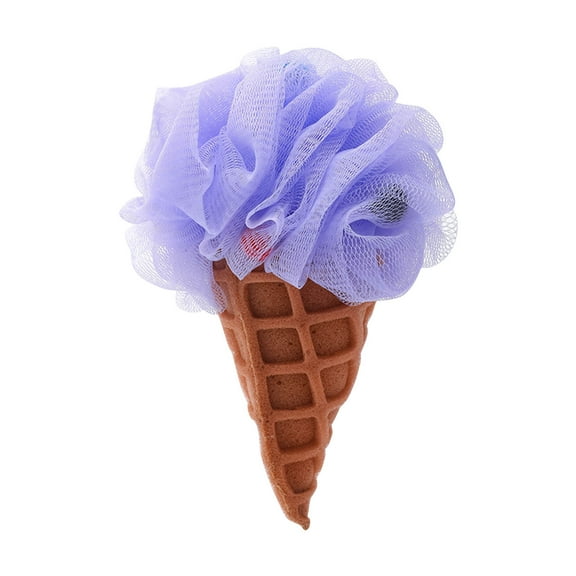 Ice Cream Shape Shower Sponge Ball - Loofah Exfoliating Scrubber with Rich Foam, Durable Bath Sponge for Family Daily Use (Purple, 7.87x4.33in, 1pc)