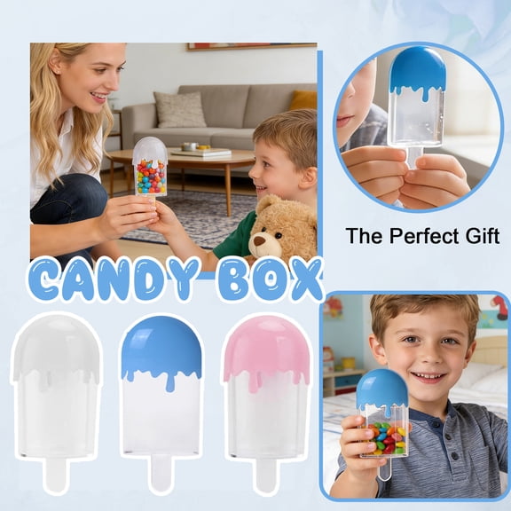 Ice Cream-Shaped Candy Box Set, 12Pcs Plastic Candy Storage Boxes for Weddings Birthday, Party Supplies