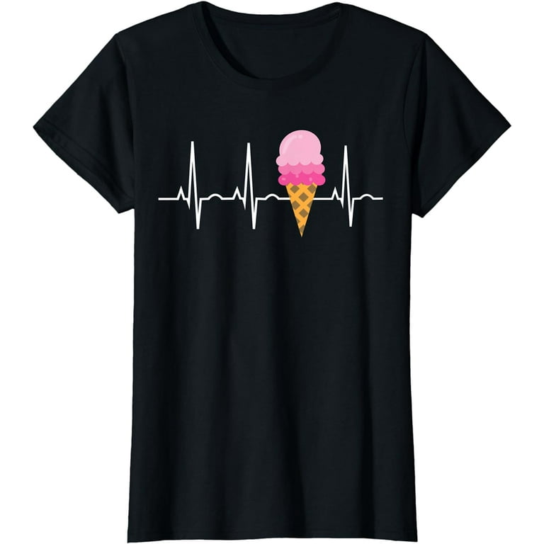Ice Cream Shirt For Girls & Women - Ice Cream Cone Heartbeat Ice Cream Shirt For Girls & Women - Ice Cream Cone Heartbeat