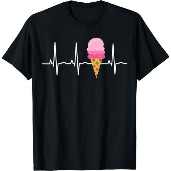 Ice Cream Shirt for Girls & Women - Ice Cream Cone Heartbeat T-Shirt