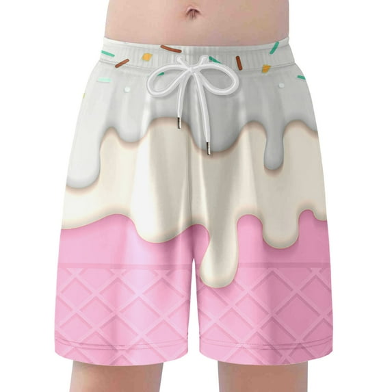 Ice Cream Shorts Boys Girls 16-18 Years Kids Baseball Shorts Swim Trunks Jogger Pants for Boys Casual Shorts Beach Pants Sweatpants Y2k Shorts Summer Shorts With Pockets #Pink