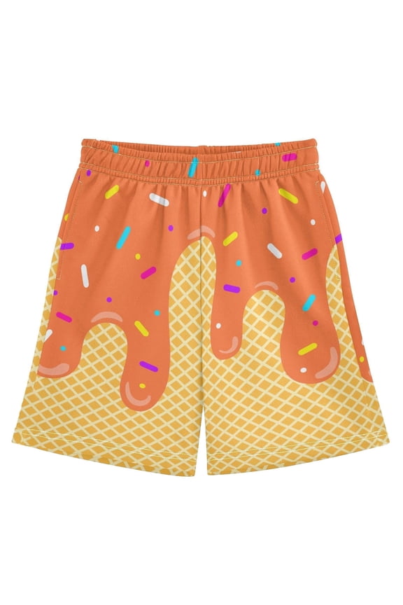 Ice Cream Shorts Boys Summer Cute Preppy Ice Cream Drip Baseball Shorts Casual Elastic Waist Short-Pants with Pockets 2-14 Y, 2026 New Limit time off