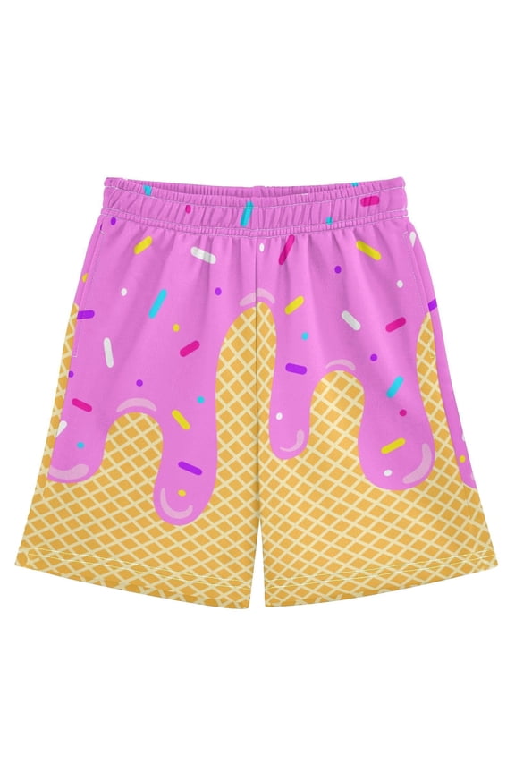 Ice Cream Shorts Boys Summer Cute Preppy Ice Cream Drip Baseball Shorts Casual Elastic Waist Short-Pants with Pockets 2-14 Y, 2026 New Limit time off