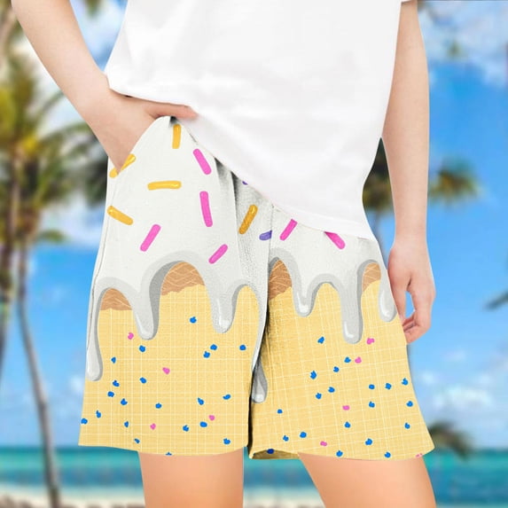 Ice Cream Shorts Boys Summer Cute Preppy Ice Cream Drip Baseball Shorts Casual Elastic Waist Short-Pants with Pockets 2-14 Y, 2026 New Limit time off