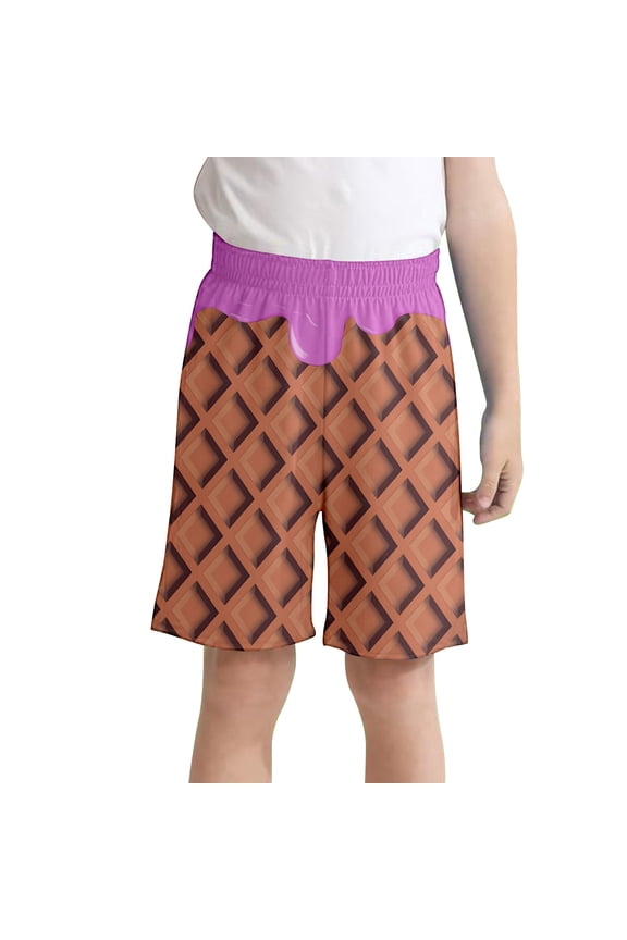 Ice Cream Shorts Boys Summer Cute Preppy Ice Cream Shorts Kids Elastic Waist Baseball Active Track Short Pants Pink 11 Y-12 Y