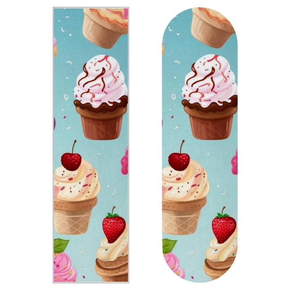 Ice Cream Skateboard Stickers Pack of Two - Emery Surface PVC Backing 8.8x32.6in/22.4x83 cm Accessories