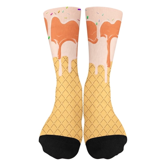 Ice Cream Socks for Youth Funny Sports Baseball Ice Cream Baseball Sock Kids Boys Girls Athletic Crew Sock A01 Orange, 7-13 Years