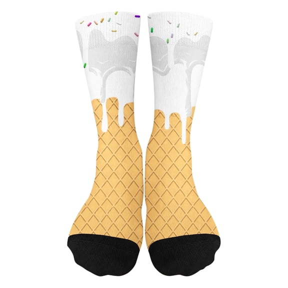 Ice Cream Socks for Youth Funny Sports Baseball Ice Cream Baseball Sock Kids Boys Girls Athletic Crew Sock A01 White, 7-13 Years