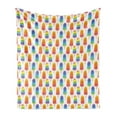 thumbnail image 1 of Ice Cream Soft Flannel Fleece Throw Blanket, Orange and Rainbow Colored Sugary Treats Popsicles Tooth Theme Pattern, Cozy Plush for Indoor and Outdoor Use, 70" x 90", Multicolor, by Ambesonne, 1 of 6