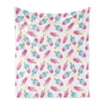 thumbnail image 1 of Ice Cream Soft Flannel Fleece Throw Blanket, Pattern with Refreshing Watercolor Popsicles on White Background, Cozy Plush for Indoor and Outdoor Use, 60" x 80", Earth Yellow Pale Blue, by Ambesonne, 1 of 5