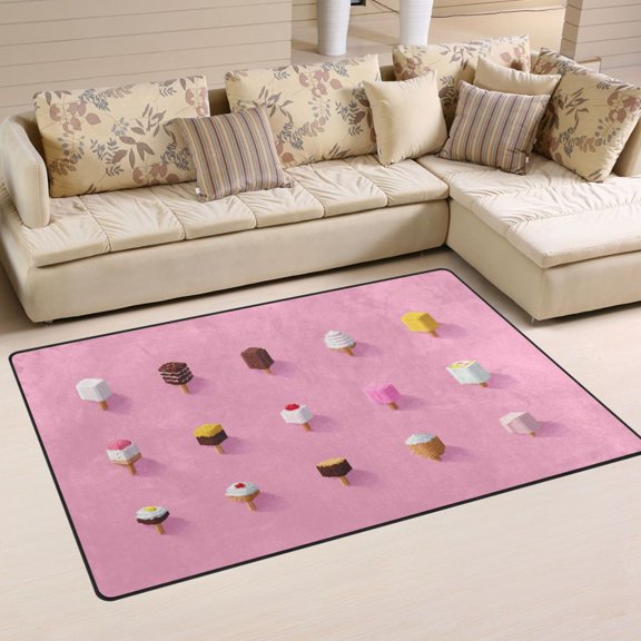 Ice Cream Soft Polyester Area Rug 31''x20'', Non Slip, Memory Foam, Water Absorbent