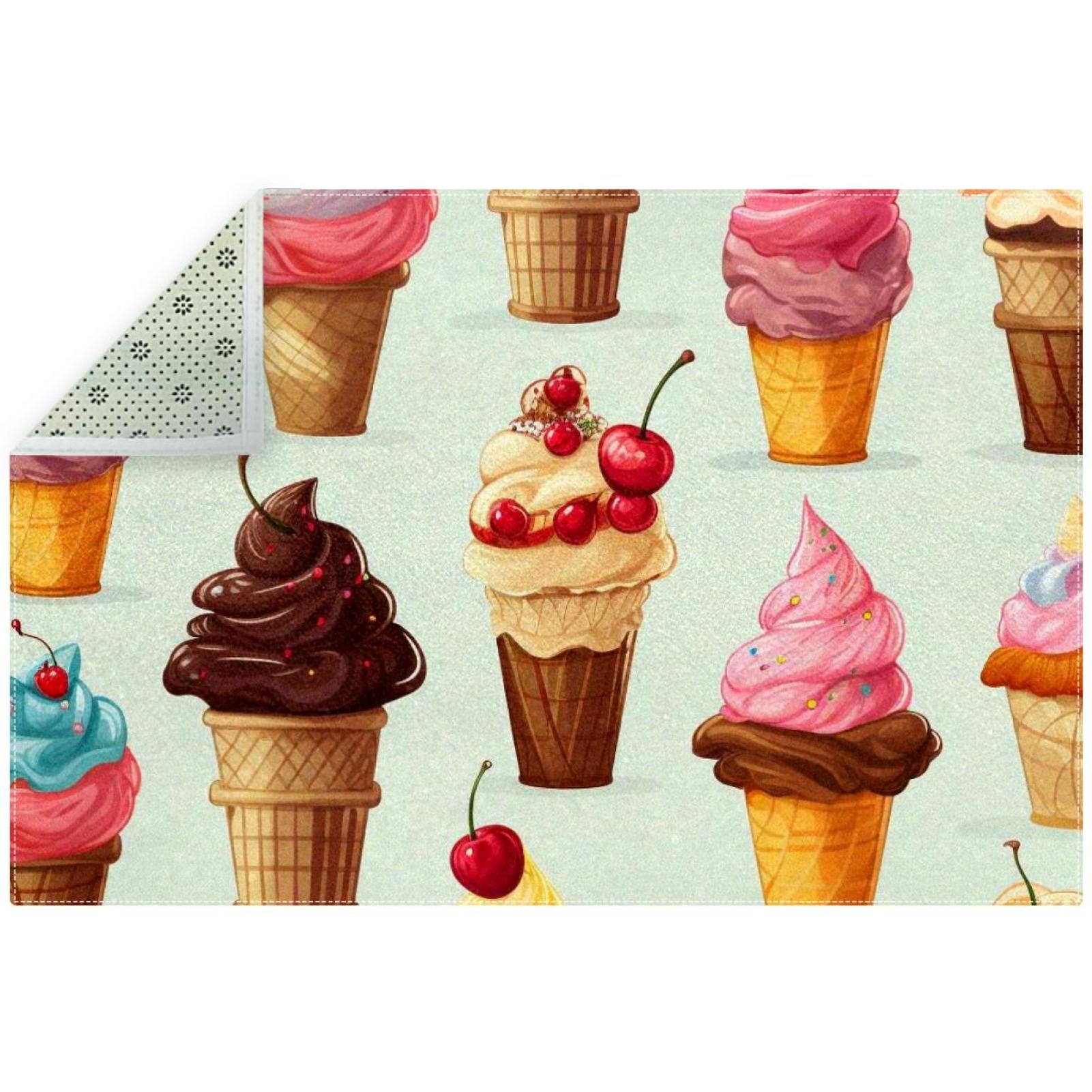 Ice Cream Rug Pattern Ice Cream Soft Polyester Indoor Rug - Stylish Floor Mat for Comfort and ...