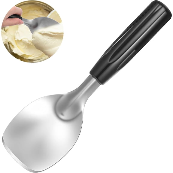 Ice Cream Spade Heavy Duty Stainless Steel Flat Ice Cream Scoop Paddle Non-Slip Handle Dishwasher Safe Flat Icecream Scooper For Hard Or Creamy Dessert Butter Hard Frozen Treats