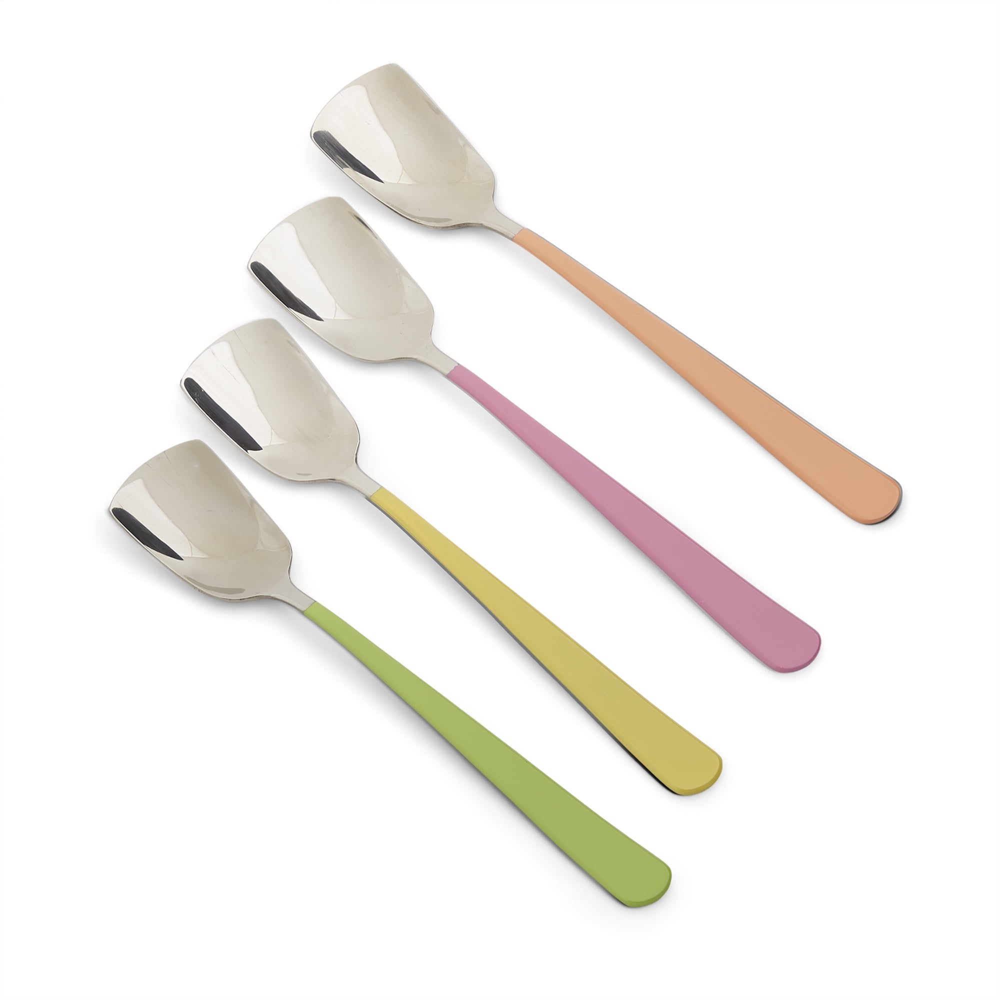 Stainless Steel Ice Cream Spoons with Colorful Handles, Set of 4