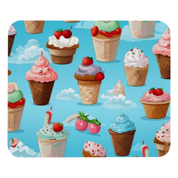Ice Cream Square Desk Mat, 8.3x9.8 Inch, Non-Slip Rubber Bottom, Printed, Suitable for Office and Gaming - Gaming Mousepad and Mouse Pad