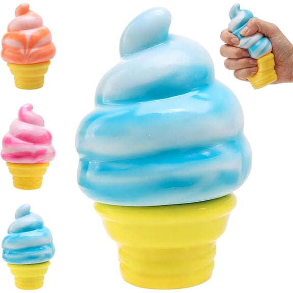 Ice Cream Squeeze Squishy, 2026 Ice Cream Cone Squishy, Slow Rise Sensory Fidget Toys, Party Favors Summer Sensory Stress Relief (Blue)