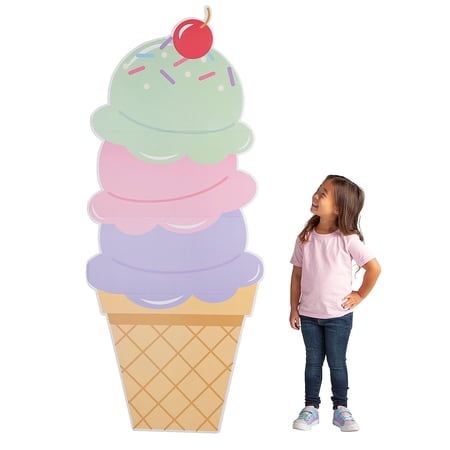Fun Express Colorful 71" Ice Cream Cardboard Cutout Stand-Up - 1 Pc. - Party Decorations