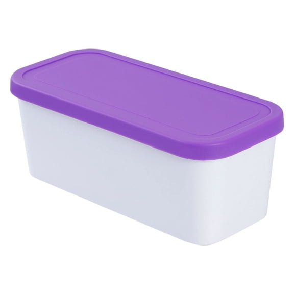 Ice Cream Storage Container,Reusable Freezer Tub,Dessert Stackable Box,Durable Stackable Rectangular Freezer Storage Container With Sealed Lid Reusable Design for Homemade Sorbet Frozen Yogurt,Purple