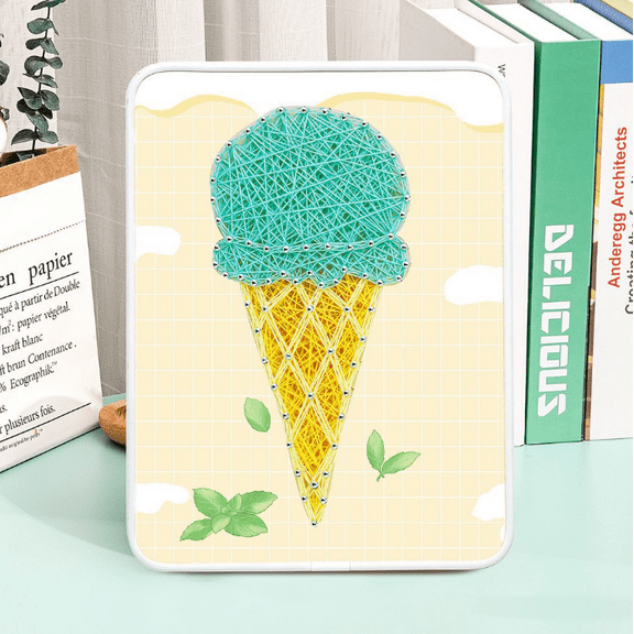 Wizardi Ice Cream String Art Kit with Stand. Simple Decorative DIY String Art Craft Kit M1-2 DHBC28017