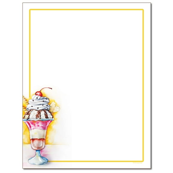 Ice Cream Sundae Letterhead, Printer & Copier Paper, 100 Sheets per Pack