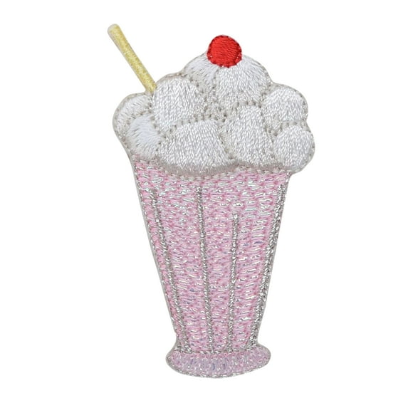 Ice Cream Sundae - Pink - Soda Shoppe - Iron On Applique /Embroidered Patch