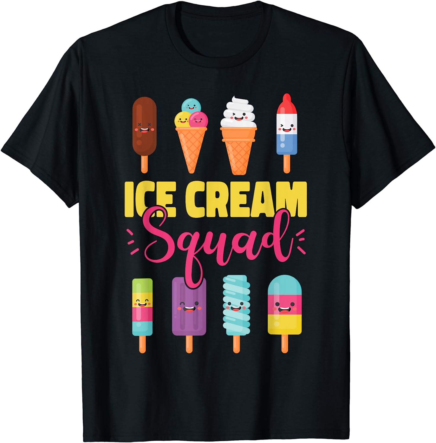 Ice Cream Team Cone Popsicle Ice Cream Squad T-shirt - Walmart.com