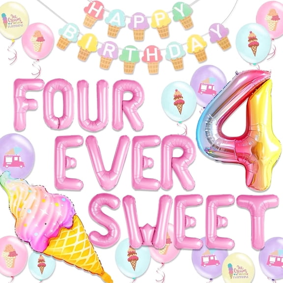 Ice Cream Theme Party Balloon Decoration Set - Perfect for Birthdays, First Birthdays, Graduations, Girls' Gatherings & Summer Parties