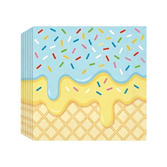 Ice Cream Themed Disposable Tableware Set Paper Plates Napkins Tablecloth For Birthday Holiday Party Supply