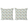 thumbnail image 1 of Ambesonne Ice Cream Throw Pillow Cover 2 Pack, Cupcake Faces, 18", Multicolor, 1 of 2