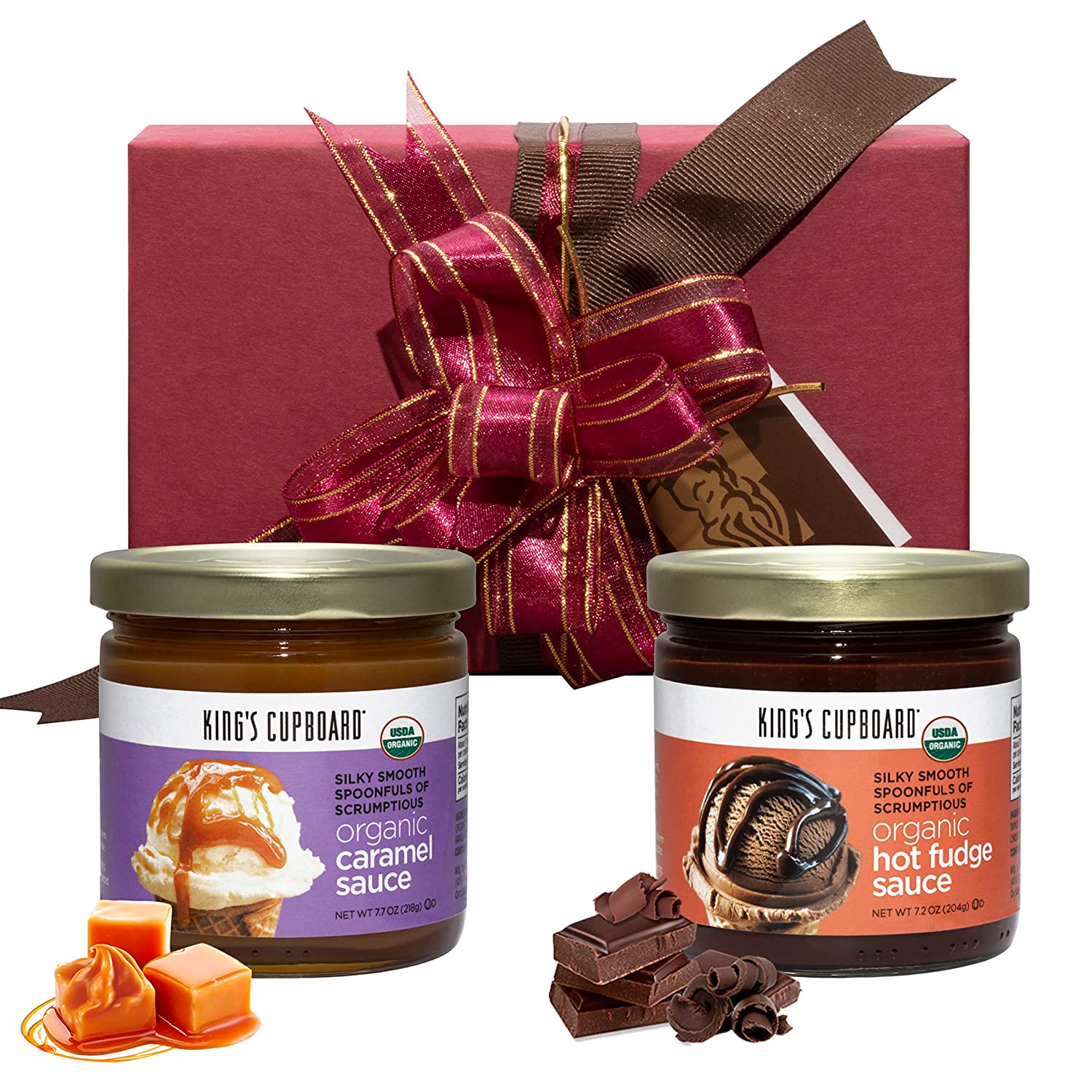Ice Cream Toppings Gift Set of 2 Jars Organic Caramel Sauce Organic